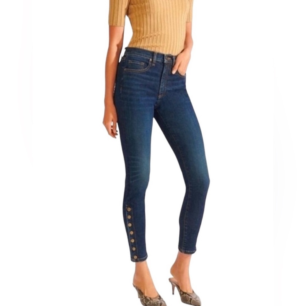 Veronica Beard Debbie Snap Detail Skinny Jeans High Rise Ankle Denim Women 29/8
